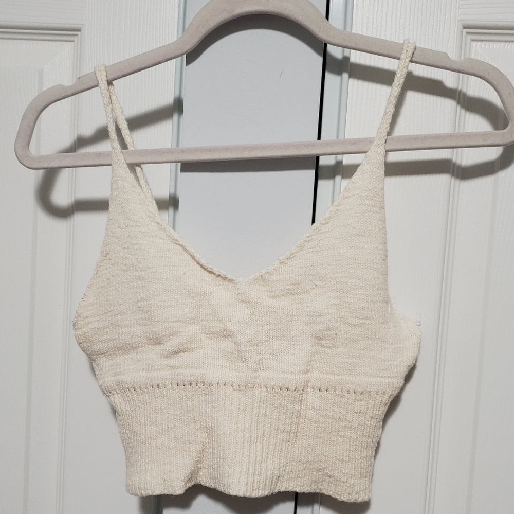 White spaghetti strap crop top size medium